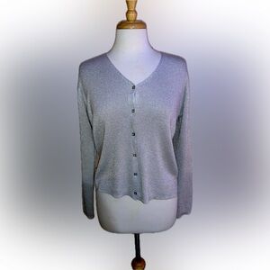 Joseph A Knit Cardigan Sweater Button Up V-Neck Silk Blend Size Large